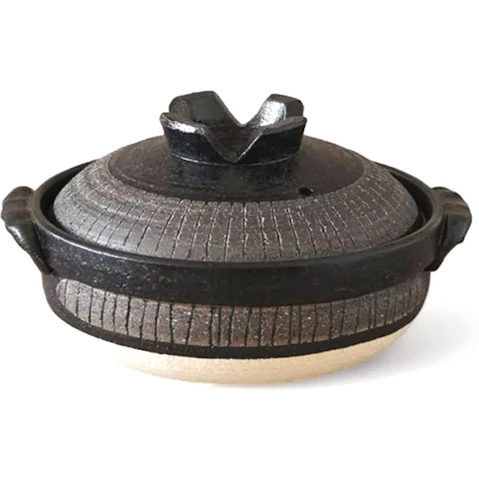 Wistos Kuro Tokusa Japanese Donabe Black Clay Pot - 21.5cm