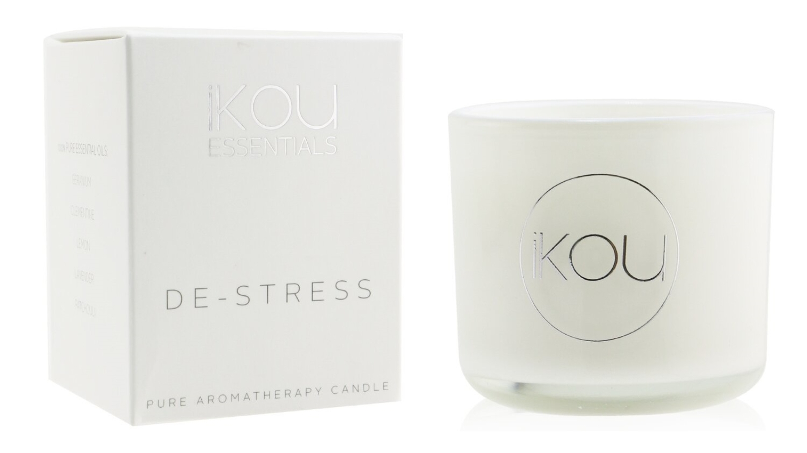 iKOU Essentials Aromatherapy Natural Wax Candle Glass - De-Stress - 85g