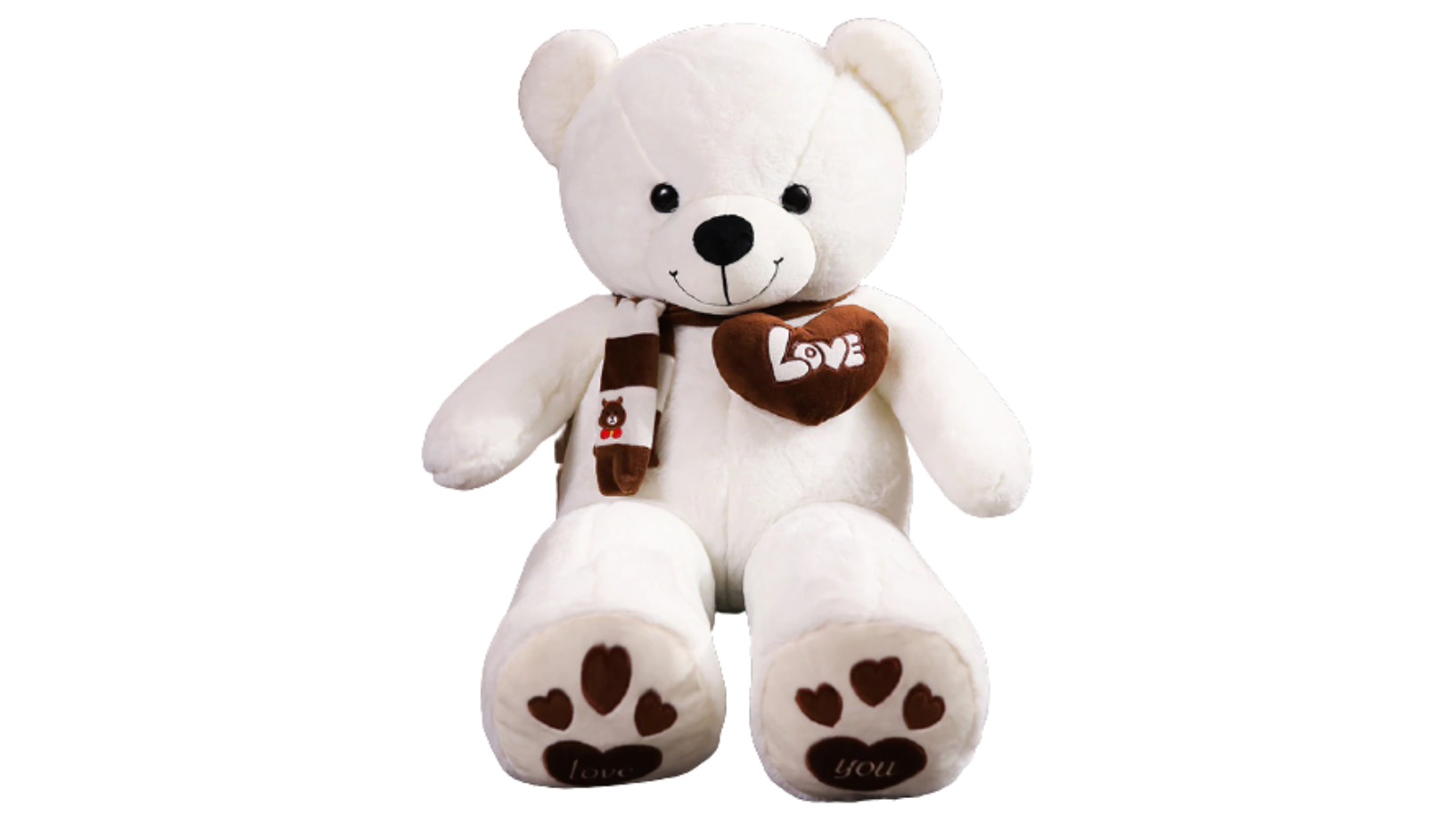 NNECN 100cm Soft Plush Cotton Scarf Hold Pillow Giant Teddy Bear - White