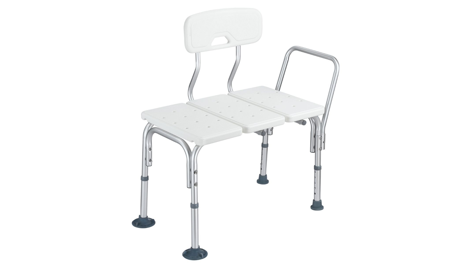 Medical Tub Transfer Bench Adjustable Shower Bath Seat Stool with Armrest & Back
