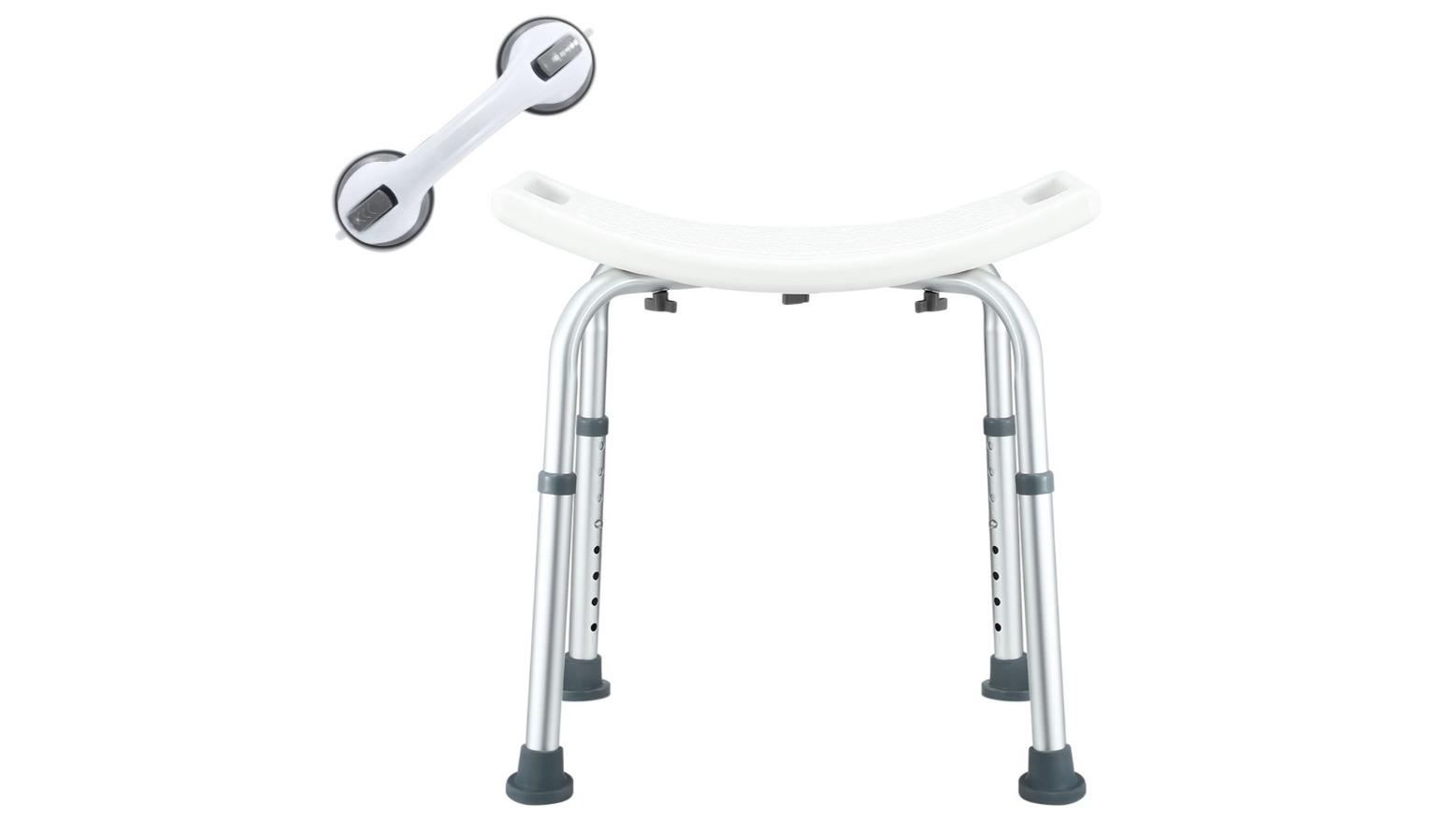 Adjustable Shower Chair with Assist Grab Bar Aid for Disabled Elderly Harvey Norman