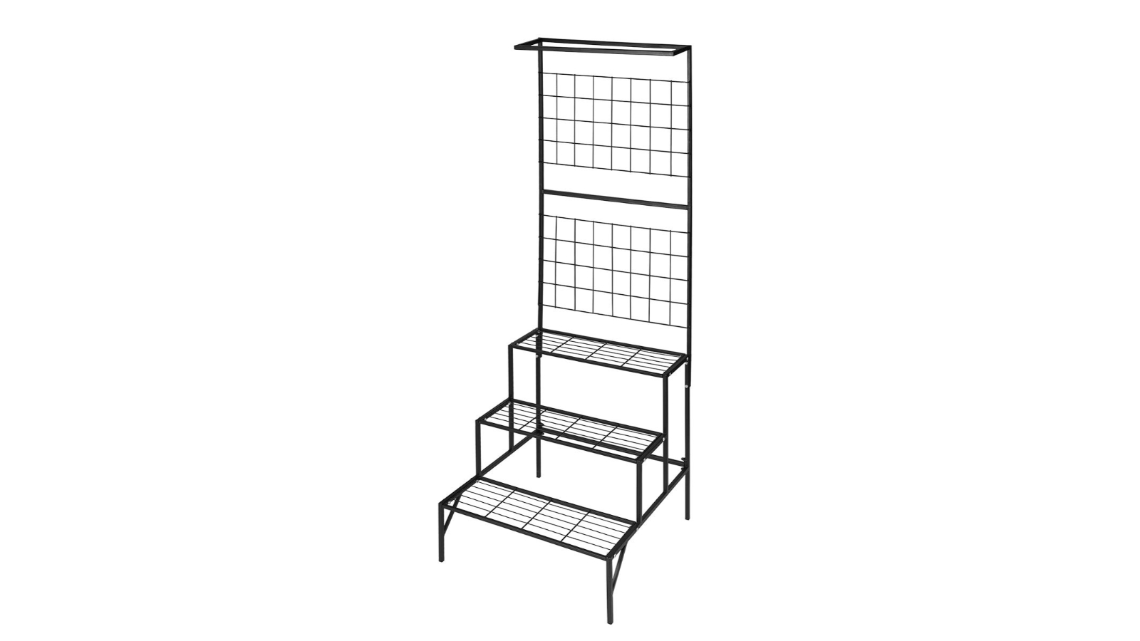 3-Tier Hanging Plant Stand Rack Metal Flower Pot Display Shelf Garden Planter - Black