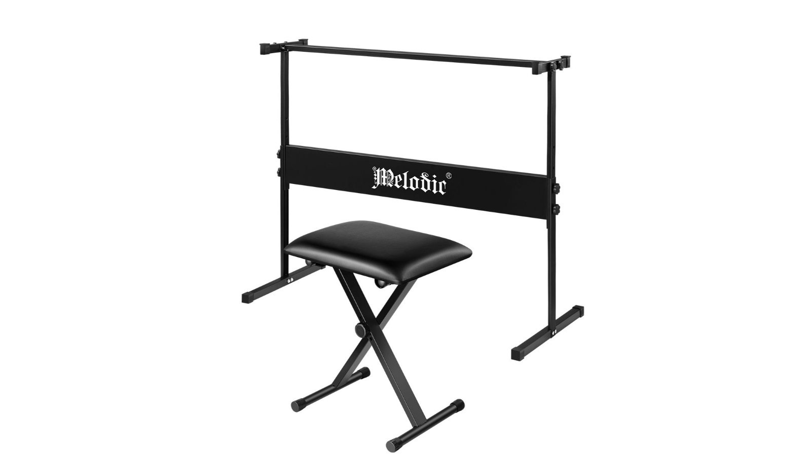 Melodic I Style Adjustable Keyboard Stand Folding Piano Stool Seat Chair Set