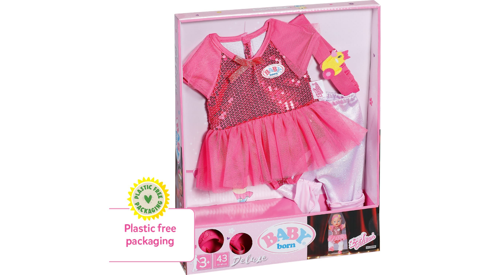 Baby born Deluxe Tenue de Ballerine 834176 - Accessoires pour les poupées qui mesurent jusqu'à 43 cm - Contient 1 robe avec tutu, des leggings, chaussures & 1 bandeau - Convient aux