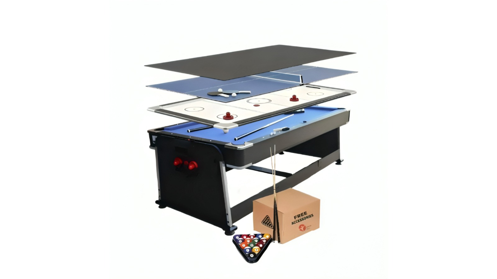 TopOne Sports 4-in-1 8ft Multi-Functional Convertible Pool Table - Blue/Black