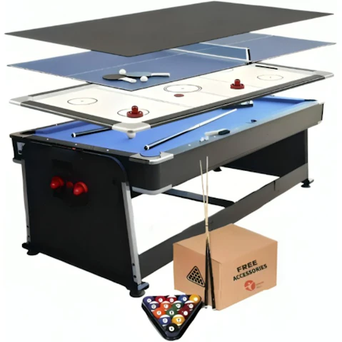 TopOne Sports 4-in-1 8ft Multi-Functional Convertible Pool Table - Blue/Black