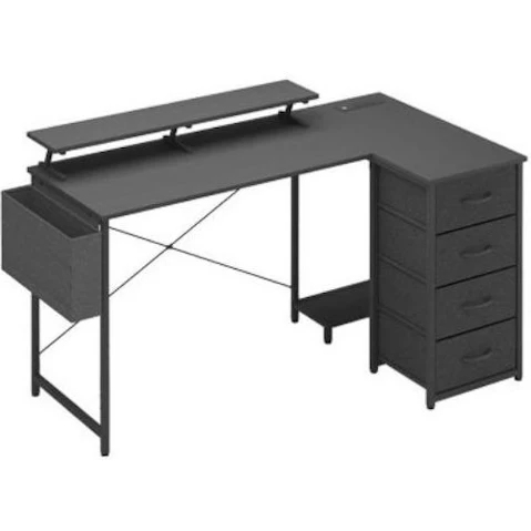 Advwin L Shaped Gaming Desk with LED Lights and Monitor Stand