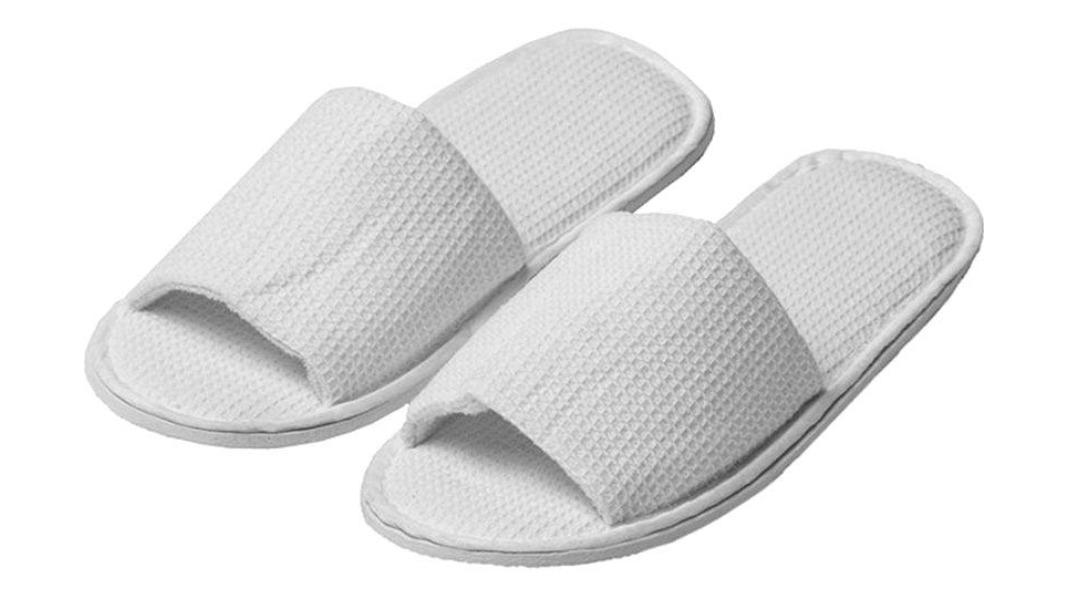 Compass 100 Pairs Open Toe Waffle Slipper Hotel/Bath/Guest/Home - White