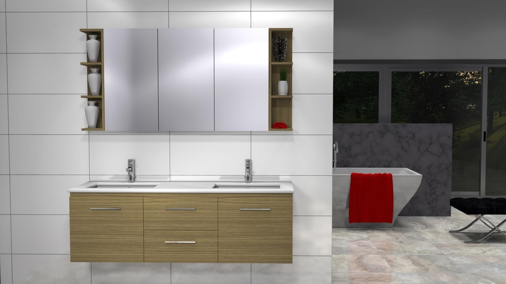 Timberline Houston 1500mm WallHung Vanity with Silksurface Top and