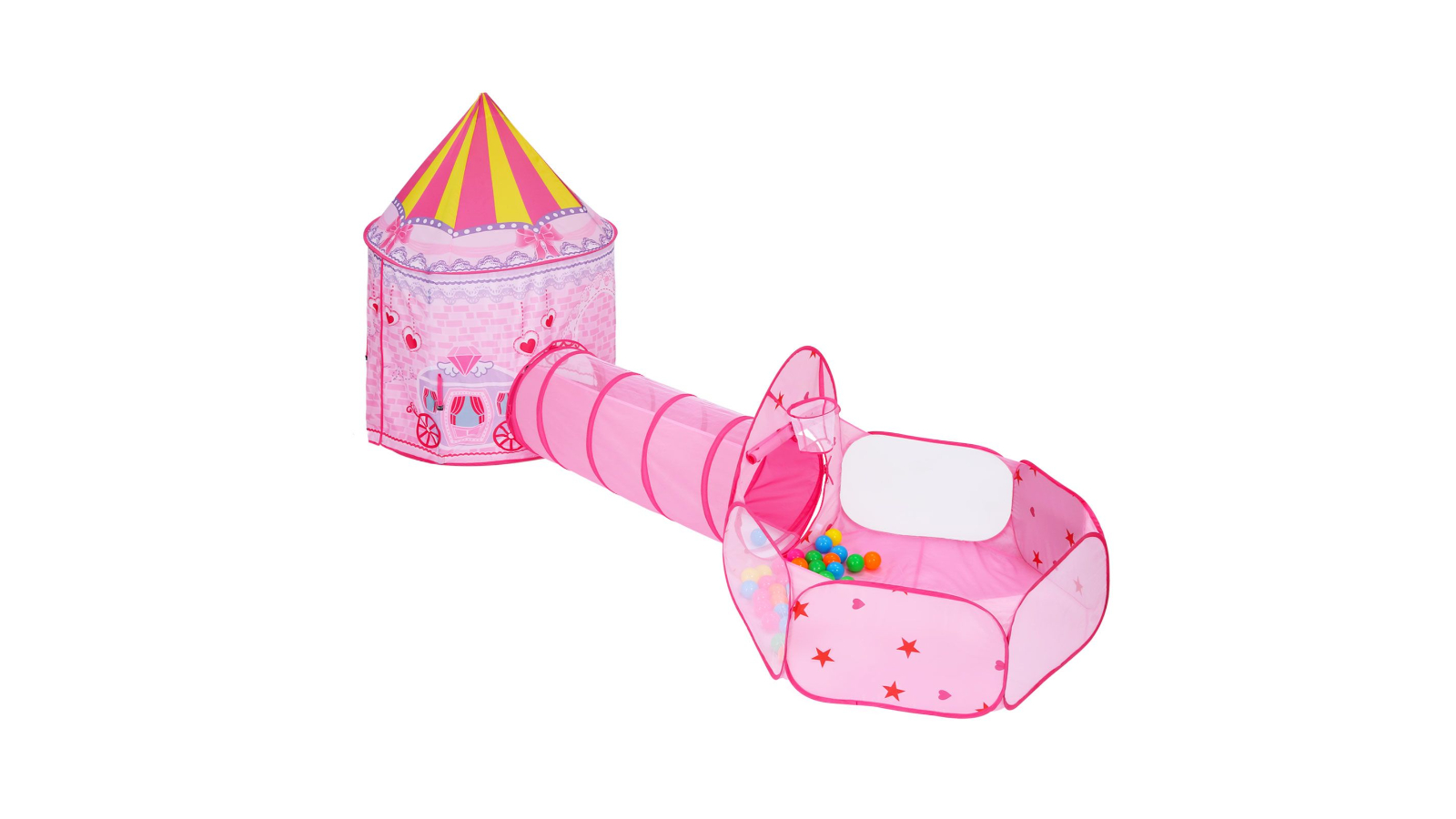 Kids 3-in-1 Pop Up Tent Princess Castle Playhouse Ball