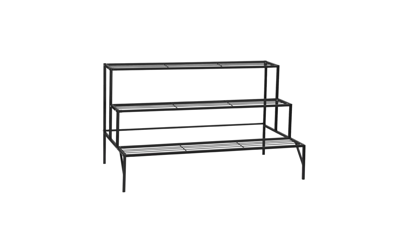 3-Tier Large Corner Shelf Holder Metal Plant Pot Stand - Black