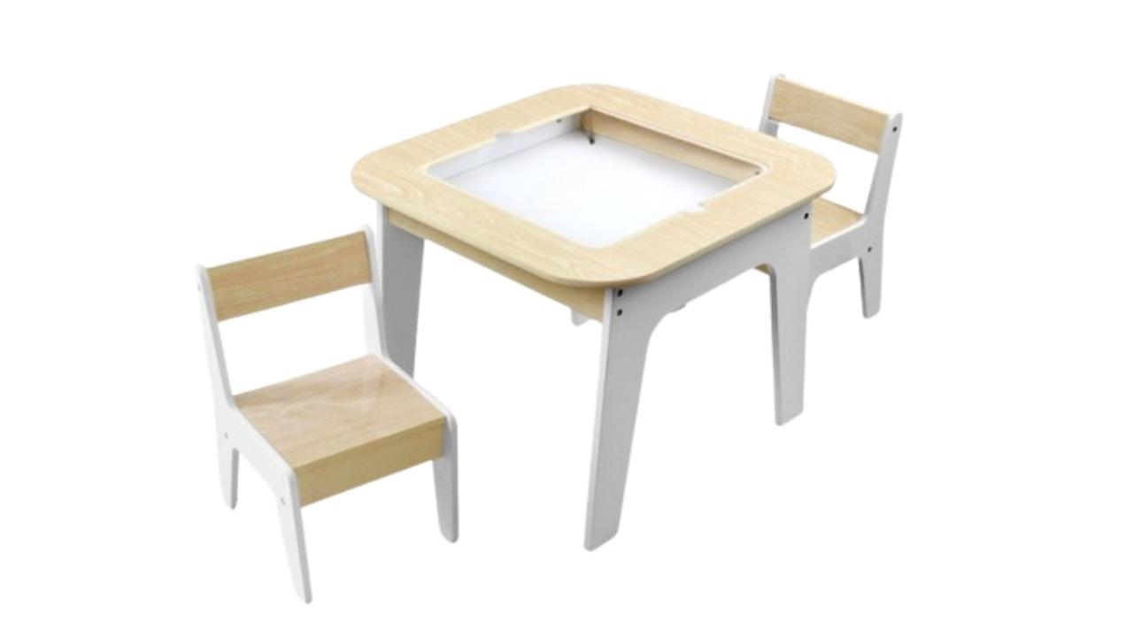 Kidbot Wooden Multifunctional Lego Table and Chair Set with Storage Space Harvey Norman
