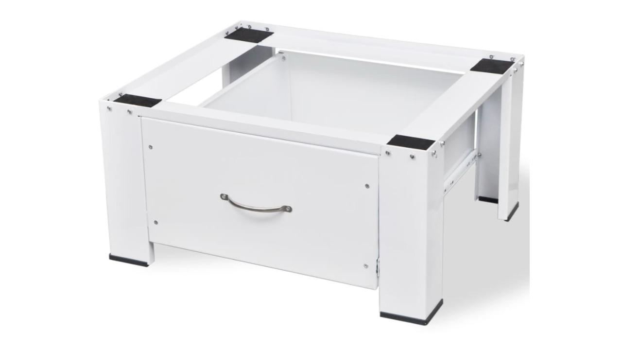vidaXL White Pedestal for Washing Machine with Drawer