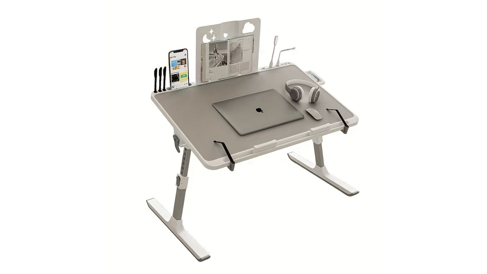 NNETM Adjustable Height Foldable Desk with Phone Slot