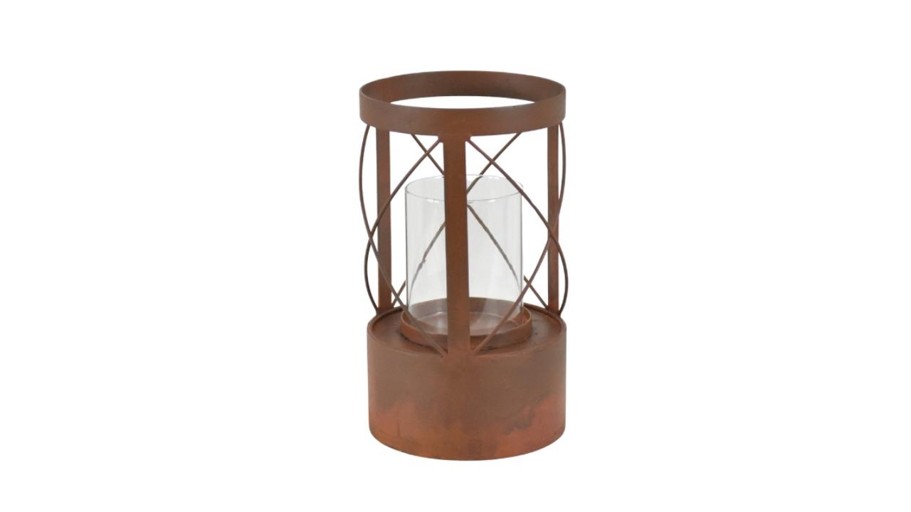 Willow and Silk Round Pillar Candle Holder - Rust