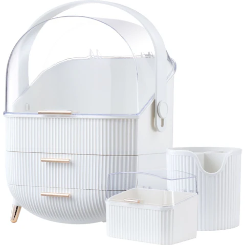 Portable Makeup Storage Organiser Drawer Jewellery Box Stand Brush Holder