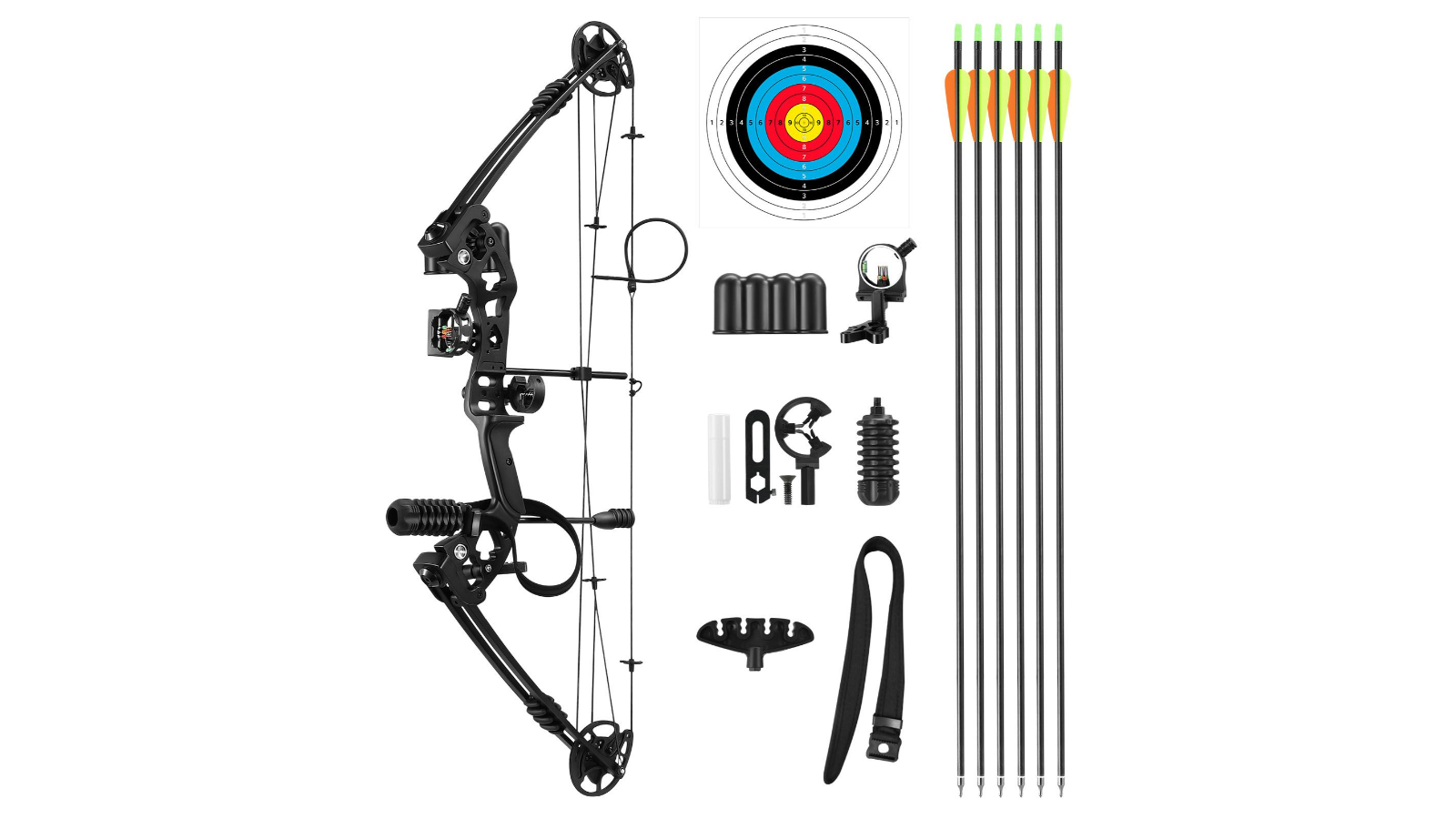 20 - 55lb Archery Hunting Sports Equipment Compound Bow Arrow Set - Black