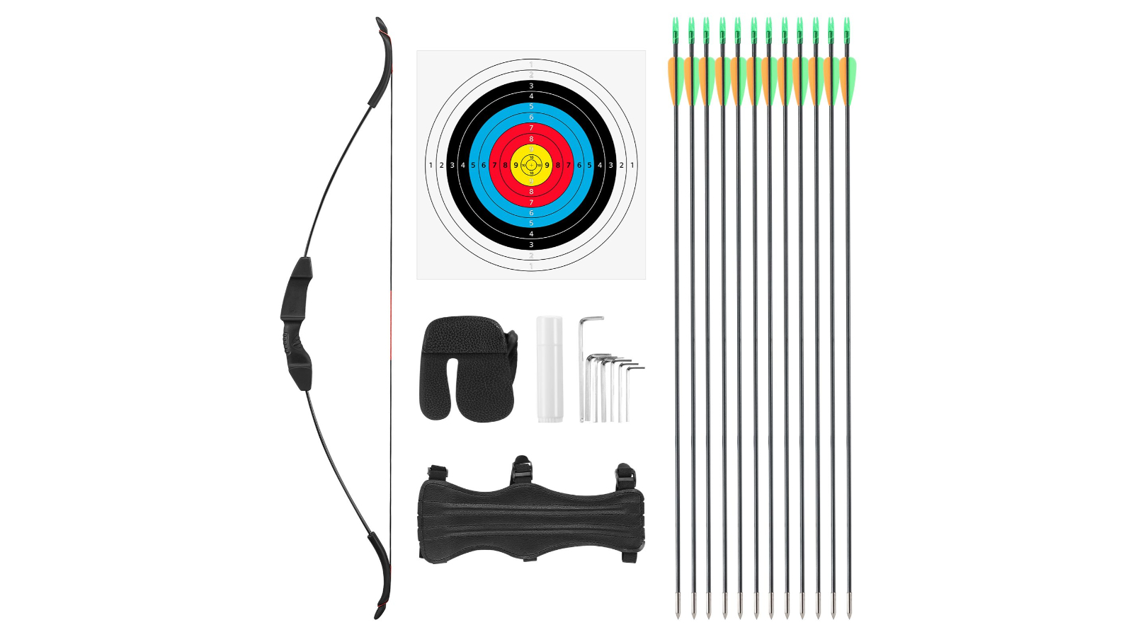 Black Archery Sports Recurve Bow Arrow Left Right Handed Outdoor Hunting Equipment Set - 13.6 kg