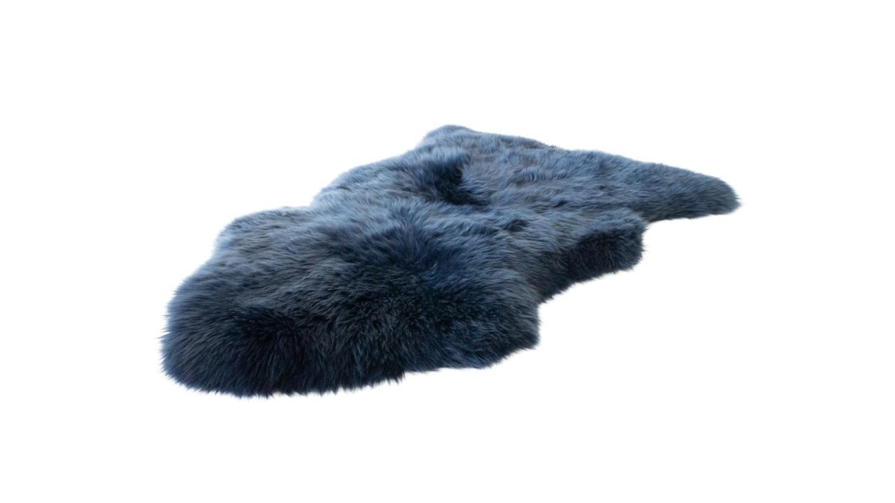 Naturally Sheepskins Single Long Wool Rug - Navy