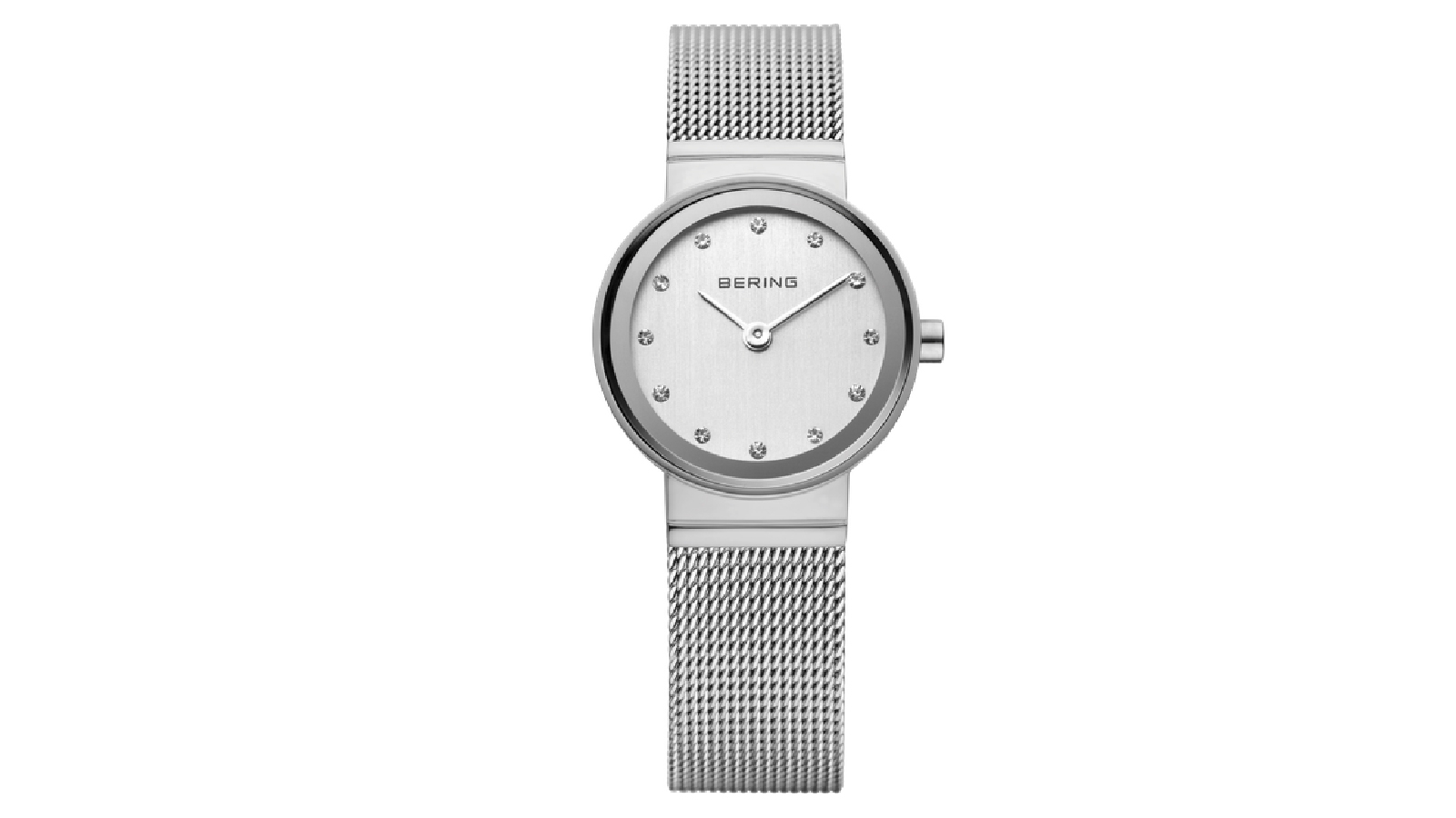 Bering Classic 2.6cm Polished Silver Mesh Swarovski Watch