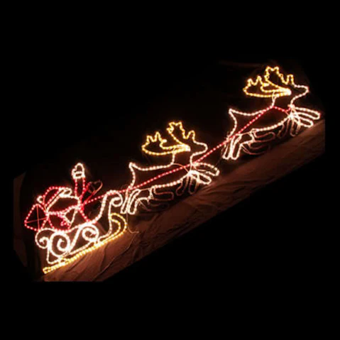 Hisen Santa on Sleigh Reindeer LED Rope Light