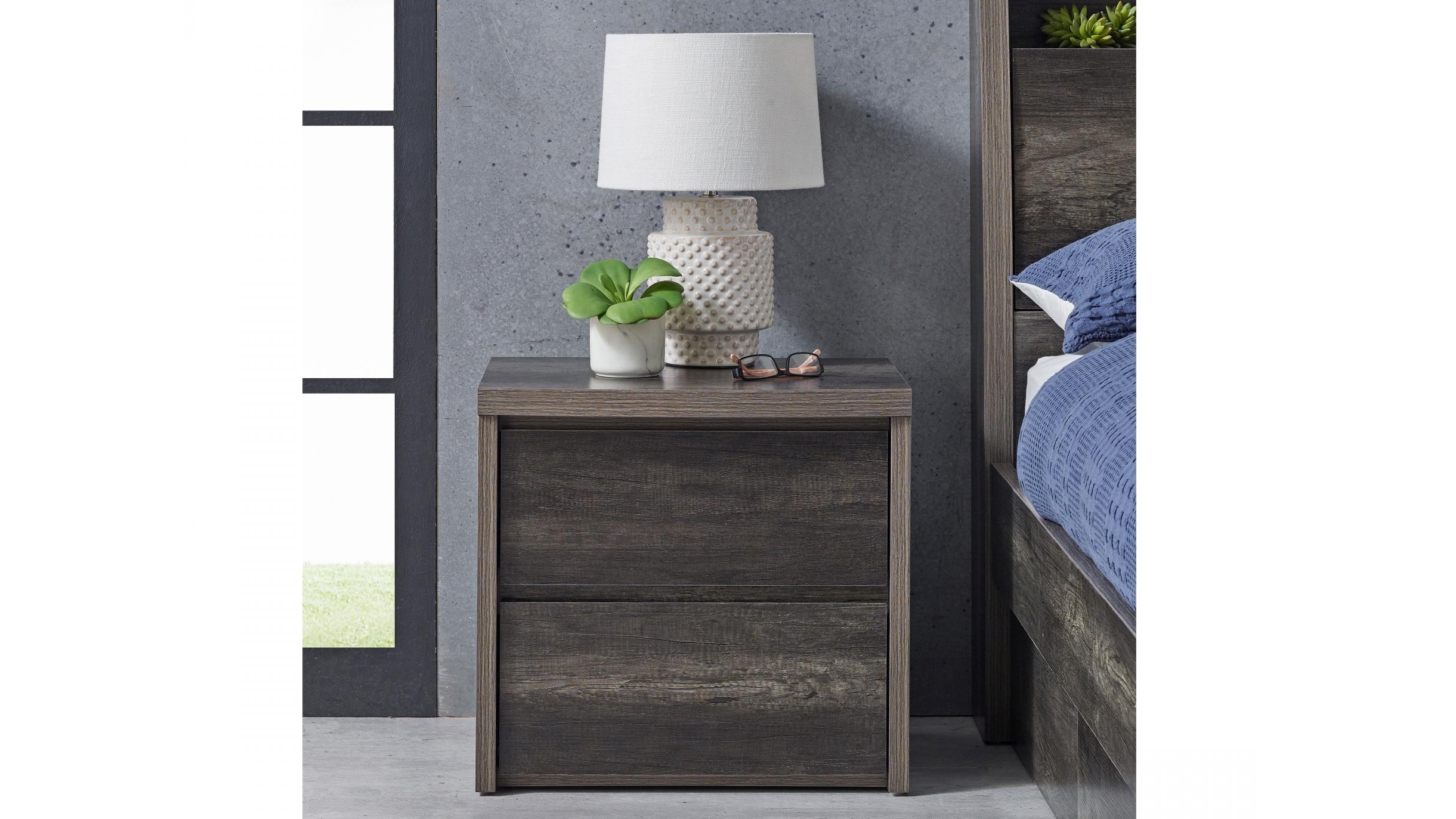 Nebula 2Drawer Bedside Table Harvey Norman