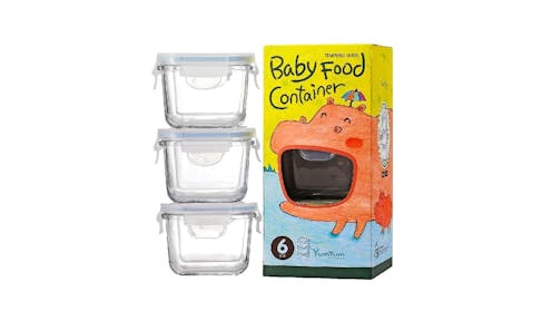 Glasslock Piece Square Baby Food Container with Lid Set Harvey