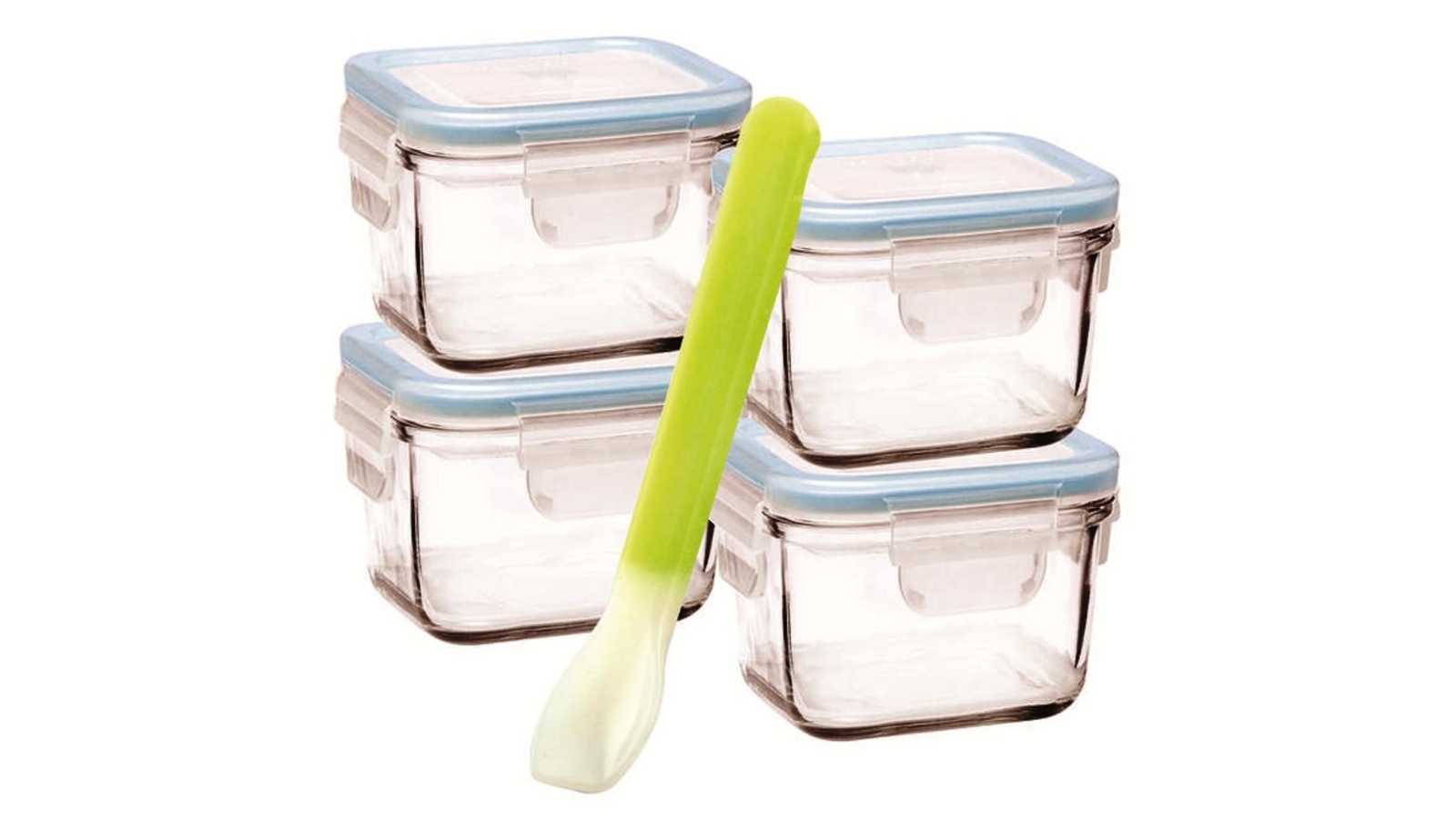 Glasslock 5 Piece Square Baby Food Container Set with Lids Harvey Norman