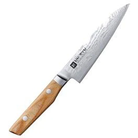 Unryu VG10 33-Layer Damascus Wooden Handle Petty Knife - 12cm