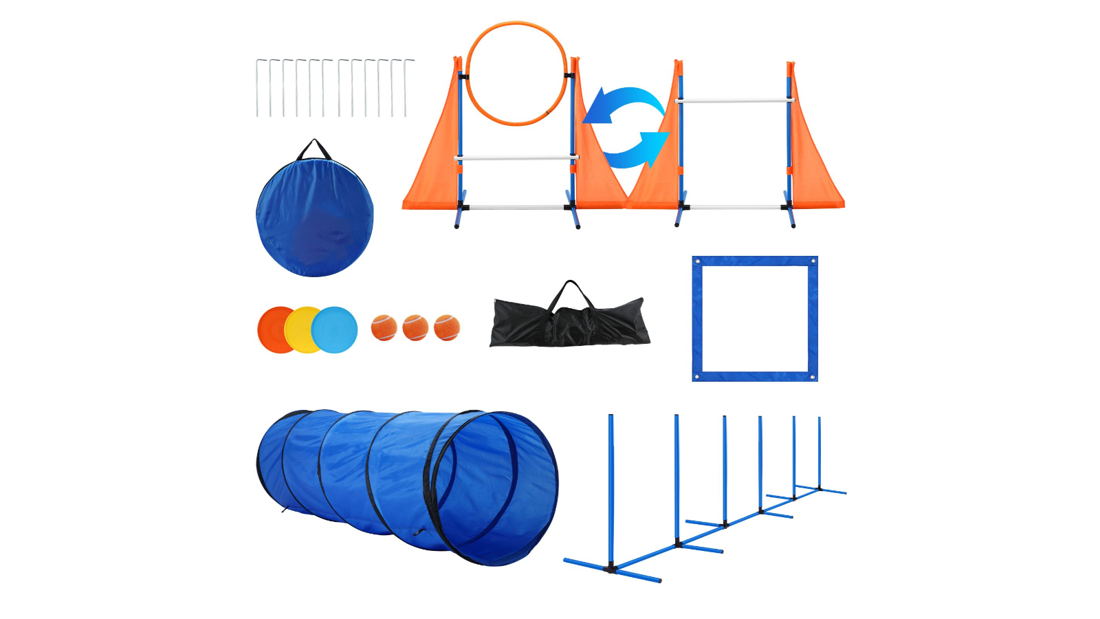 Pet Scene Set of 7 Dog Agility Equipment Obstacle Training Course