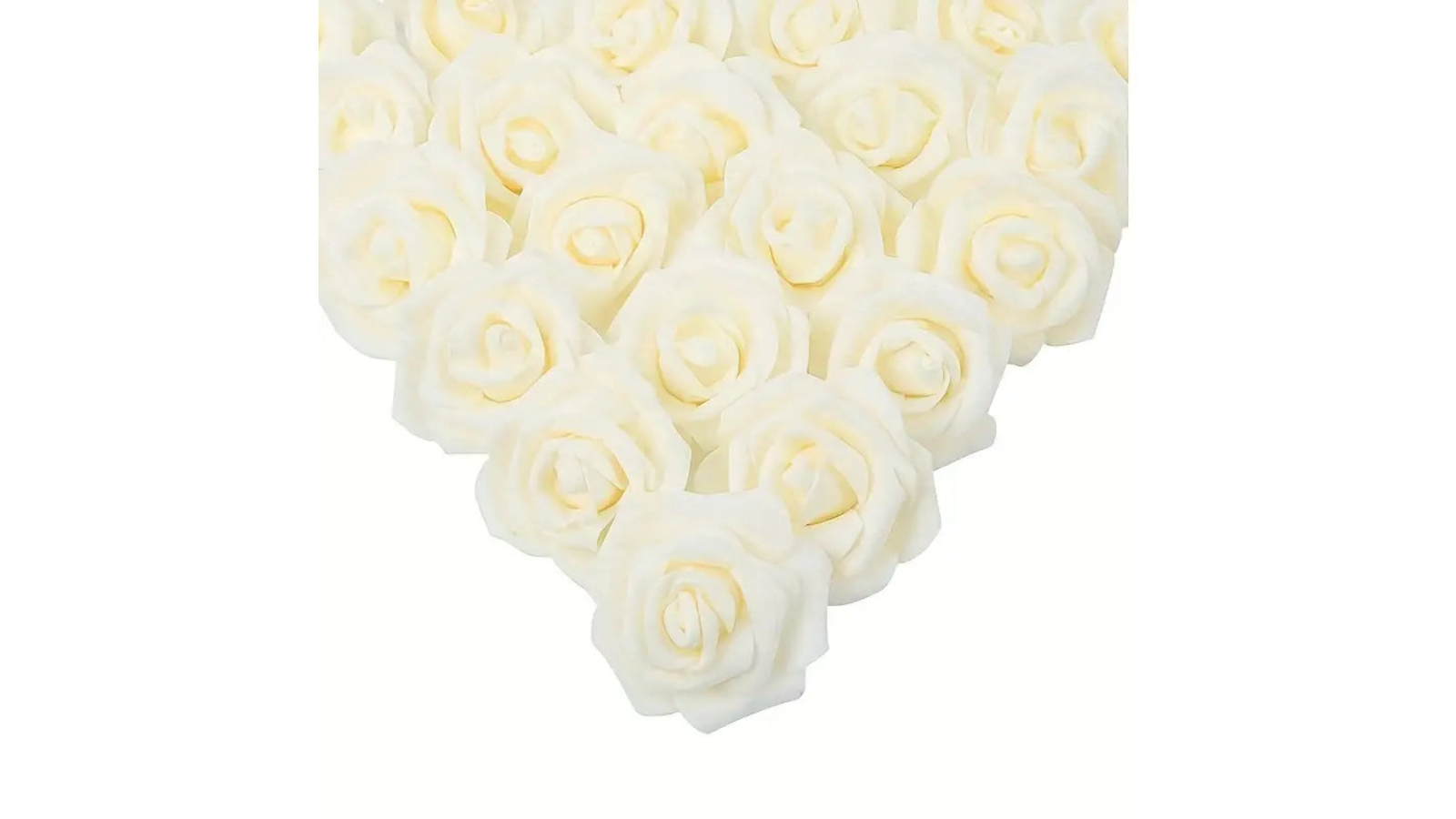 TM 100 Piece Bulk Artificial Foam Roses - Milk White