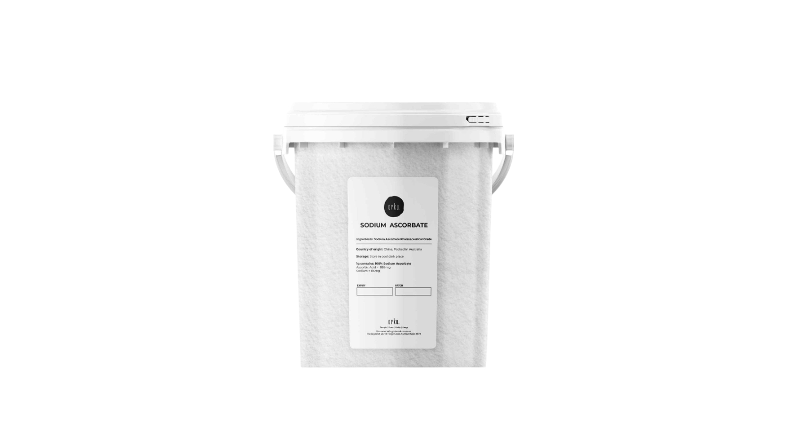 Orku Sodium Ascorbate High Purity Soluble Crystalline Powder Tub - 1.2kg