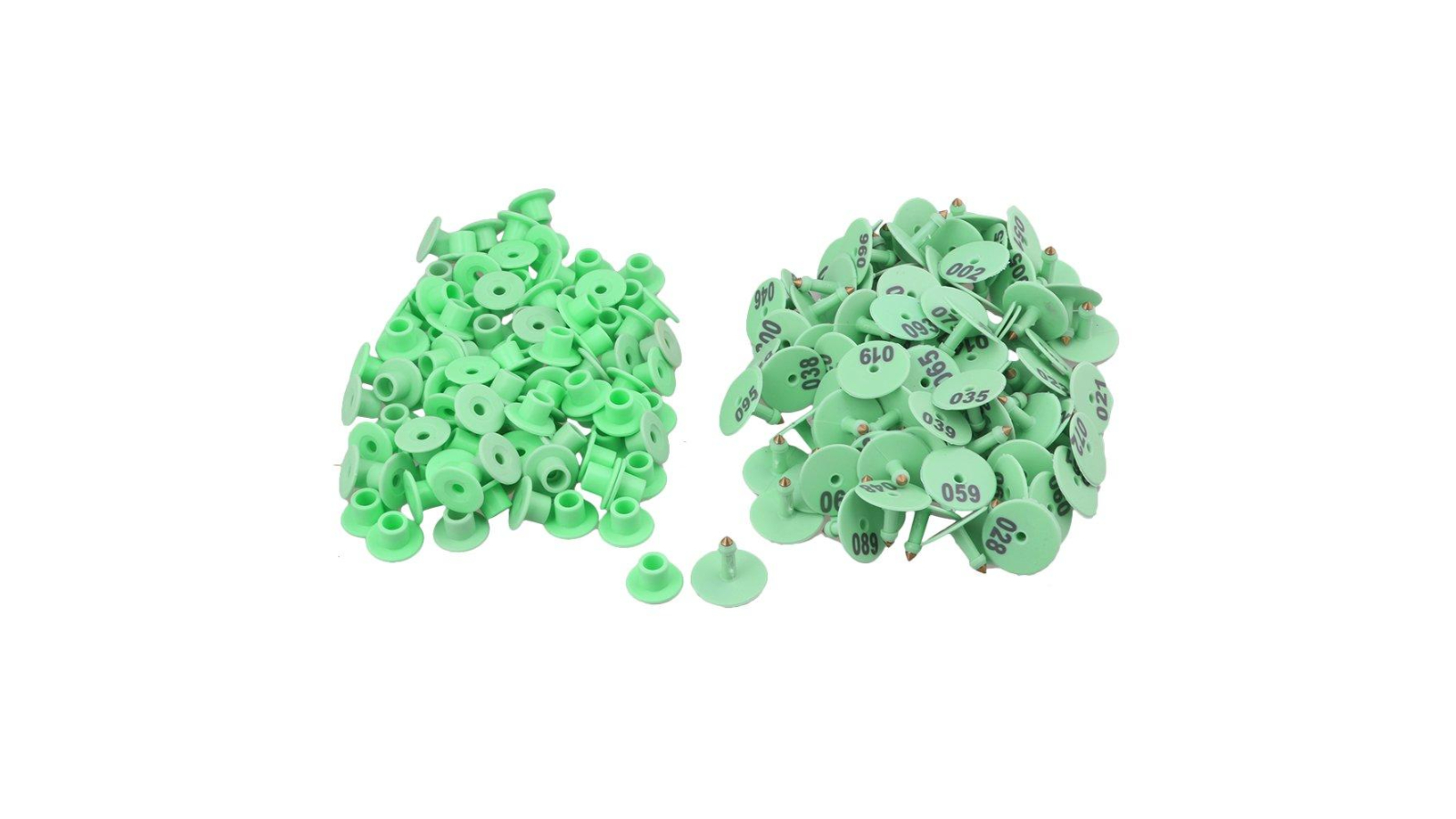 Rooster Farms 1-100 Round Cattle Number Ear Tag Set - Green