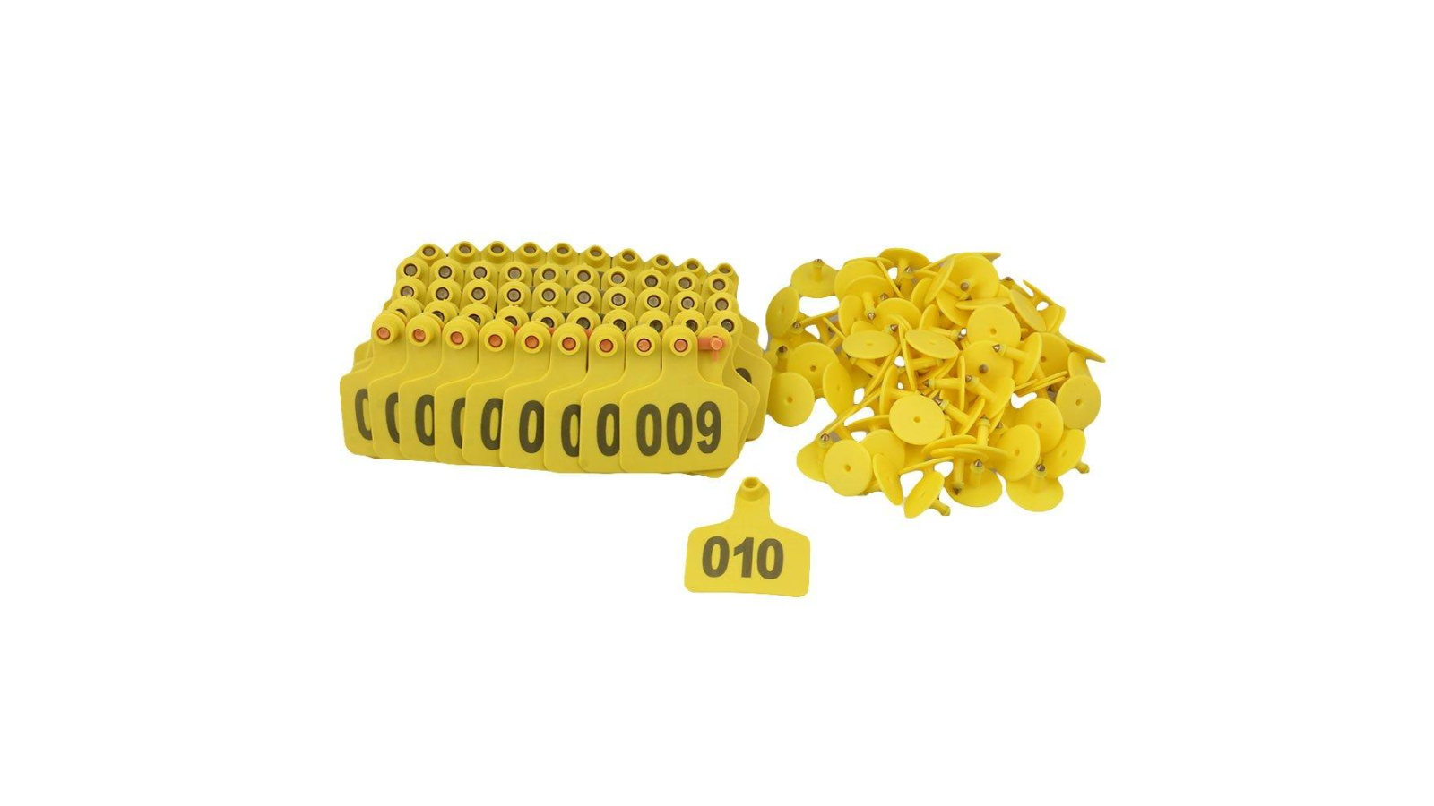 Rooster Farms 1-100 Yellow Cattle Number Ear Tag Set - 5 x 4cm