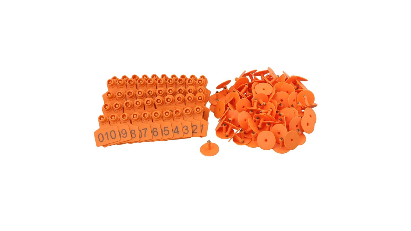 Rooster Farms 1-100 Orange Cattle Number Ear Tag Set - 5 x 4cm