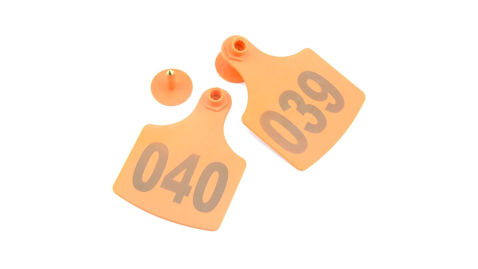 Rooster Farms 1-100 Orange Cattle Number Ear Tag Set - 6 x 7cm
