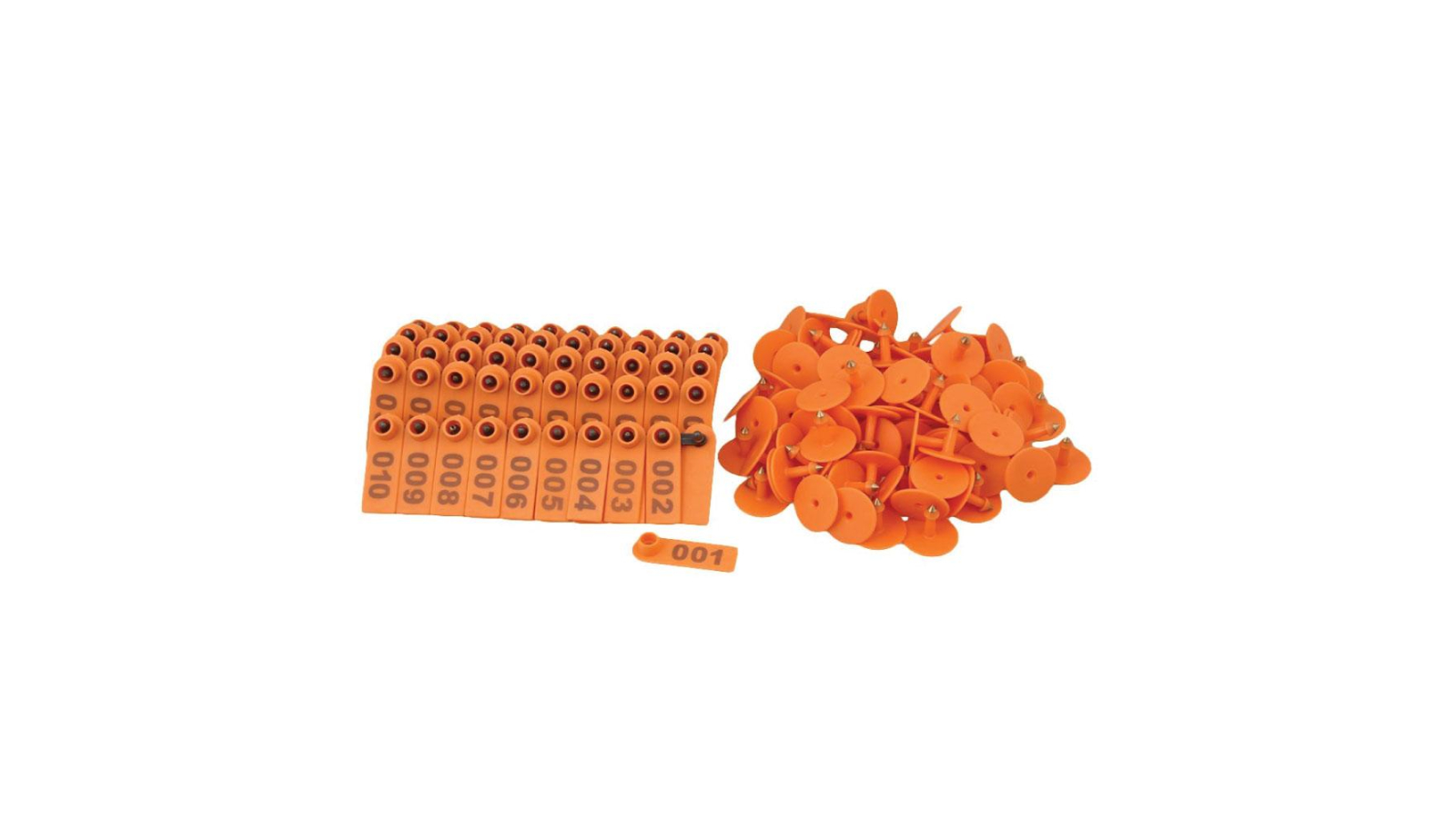 Rooster Farms 1-100 Orange Cattle Number Ear Tag Set - 5 x 2cm