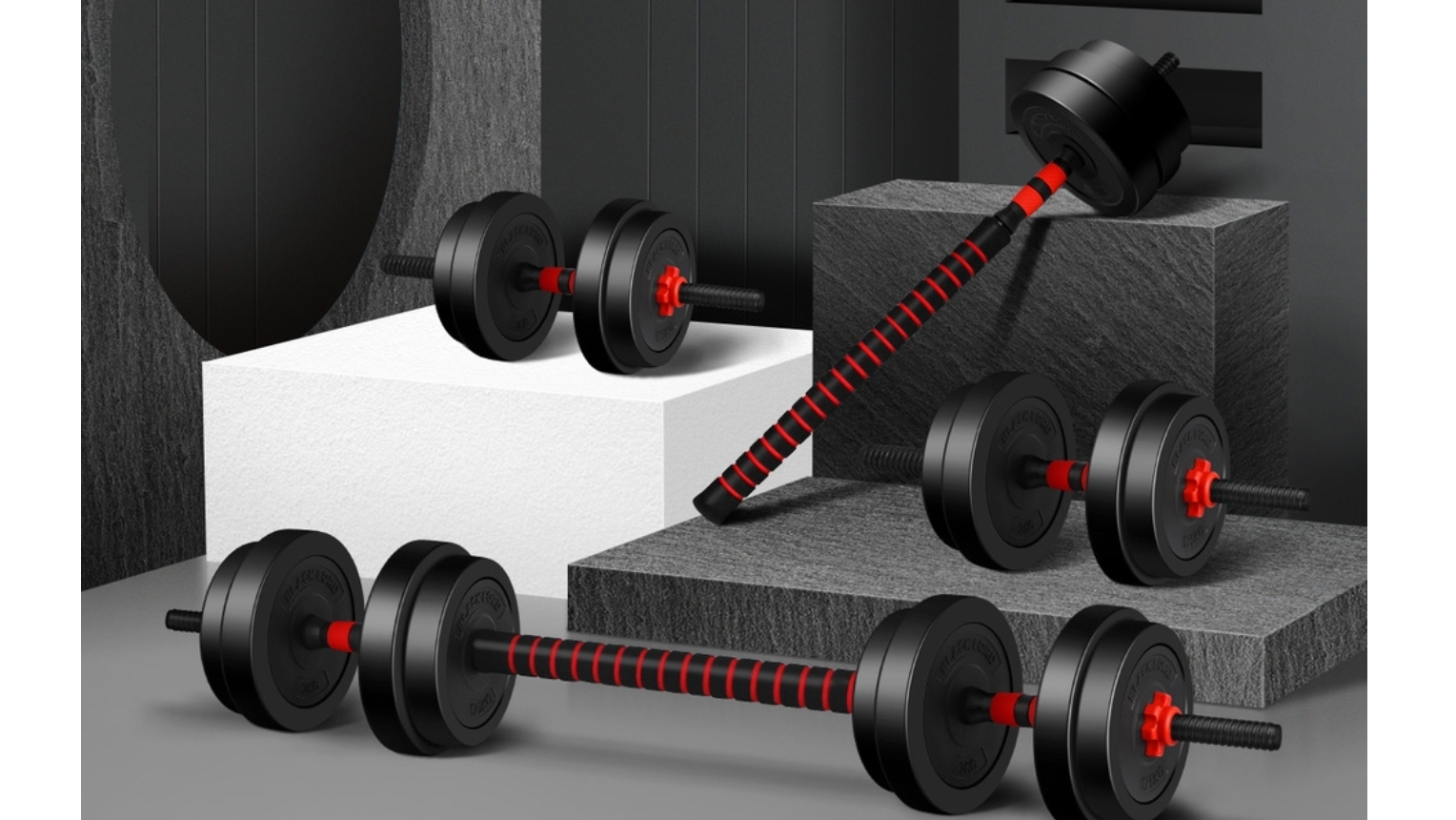 BLACK LORD 4in1 Dumbbell BarbellSet 