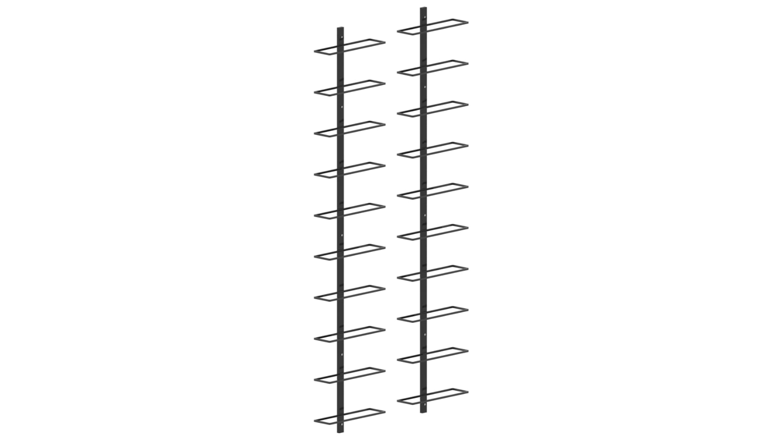 vidaXL 2 Piece Black Metal Wall-Mounted Wine Rack for 20 Bottle