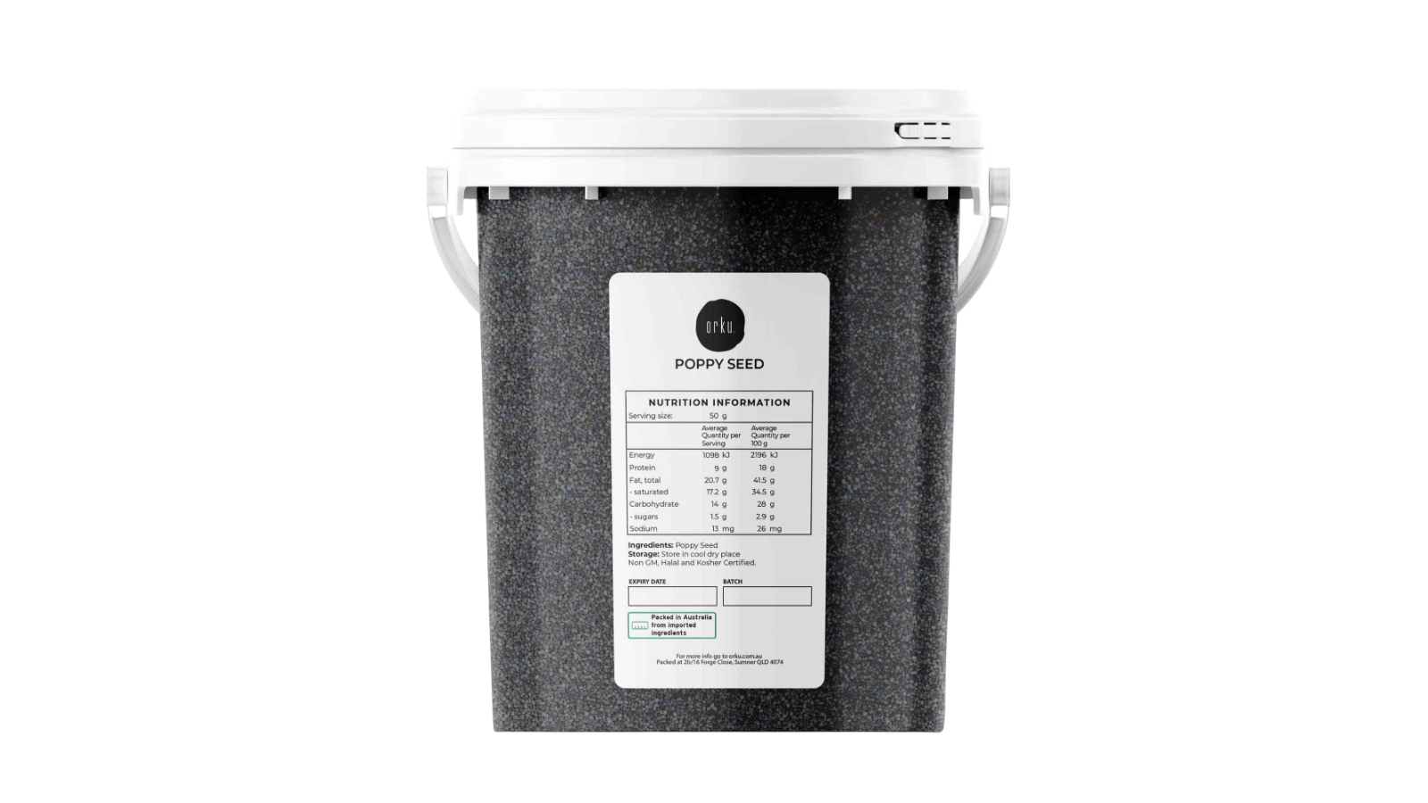 Orku Unwashed Papaver Bucket Somniferum Poppy Seeds - 800g