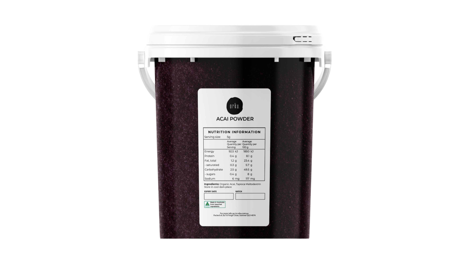 Orku Organic Amazon Berries Acai Powder Bucket - 700g