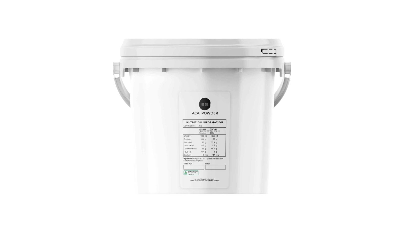 Orku Organic Amazon Berries Acai Powder Bucket - 2.5kg
