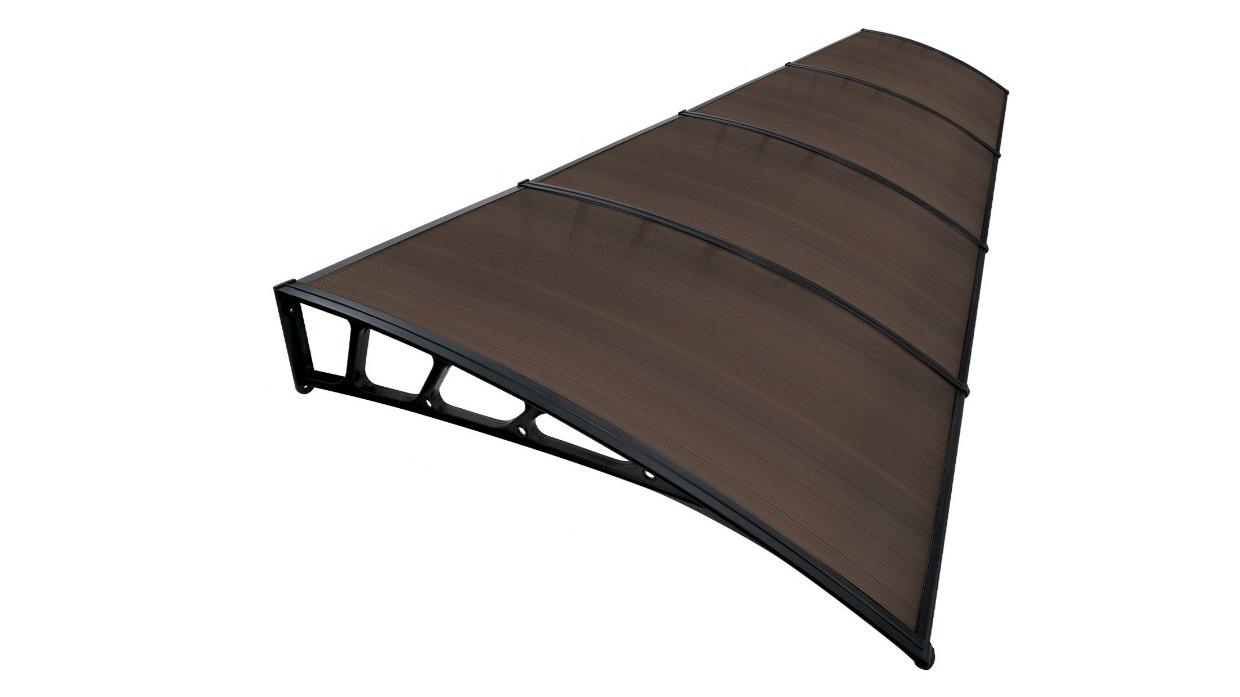 UV Shield Polycarbonate Brown Window Awning Front Door Outdoor Patio House Canopy - 150 x 300cm