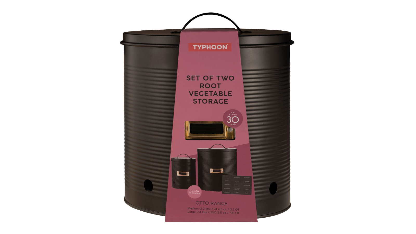 Typhoon Living Otto Root Vegestable Storage Set of 2 - Black