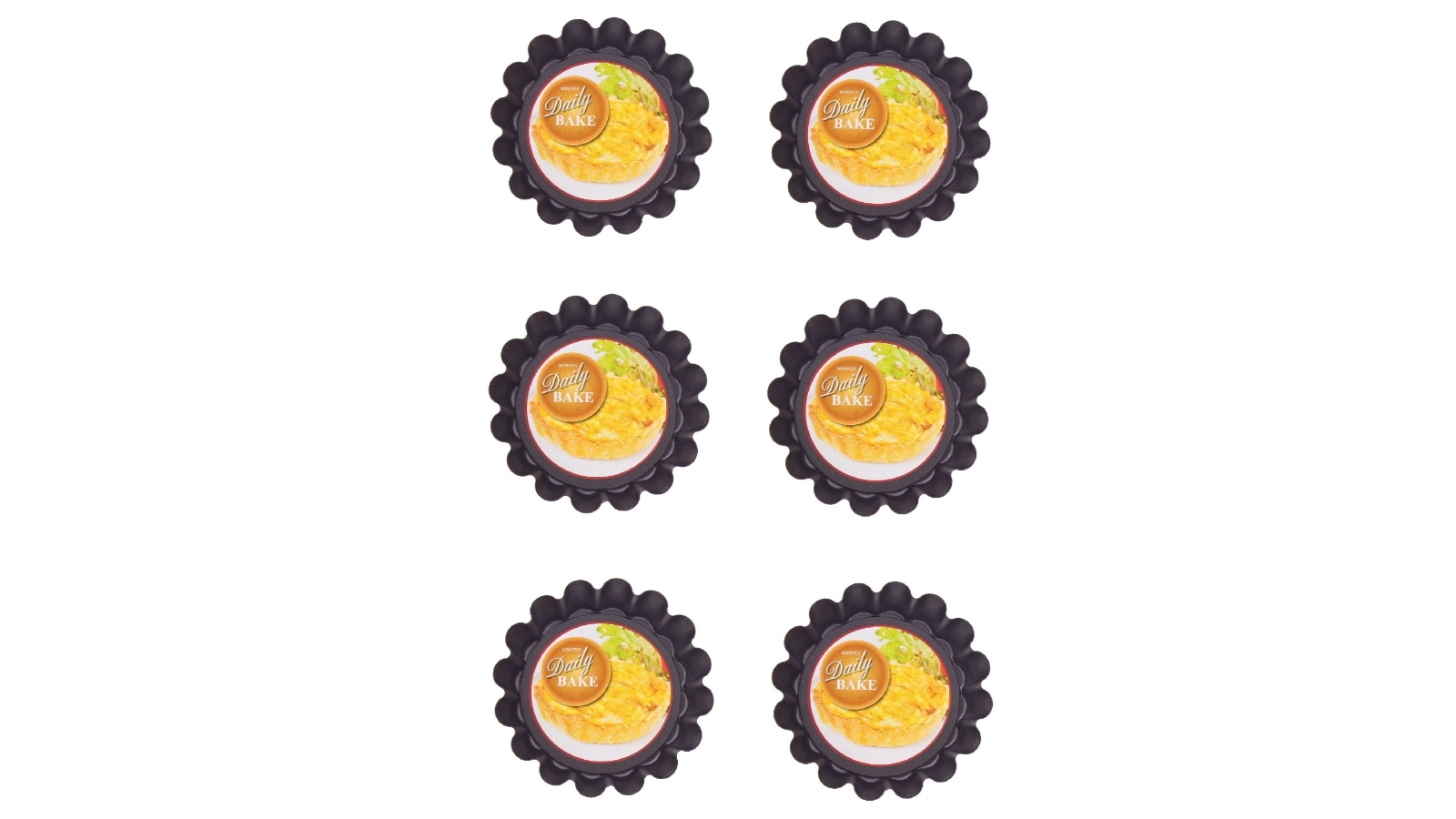 Daily Bake 12cm x 3cm Non-Stick Mini Quiche Pan - Set of 6