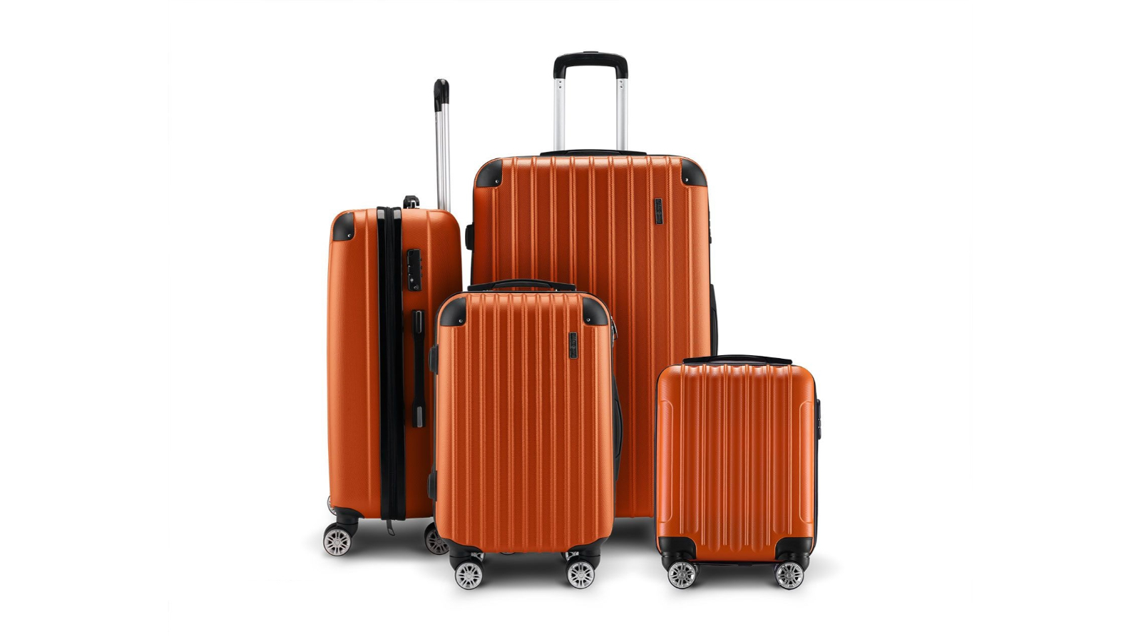 Buon Viaggio 4 Piece Carry-on Hard Shell Suitcase Rolling Trolley Luggage Set - Orange