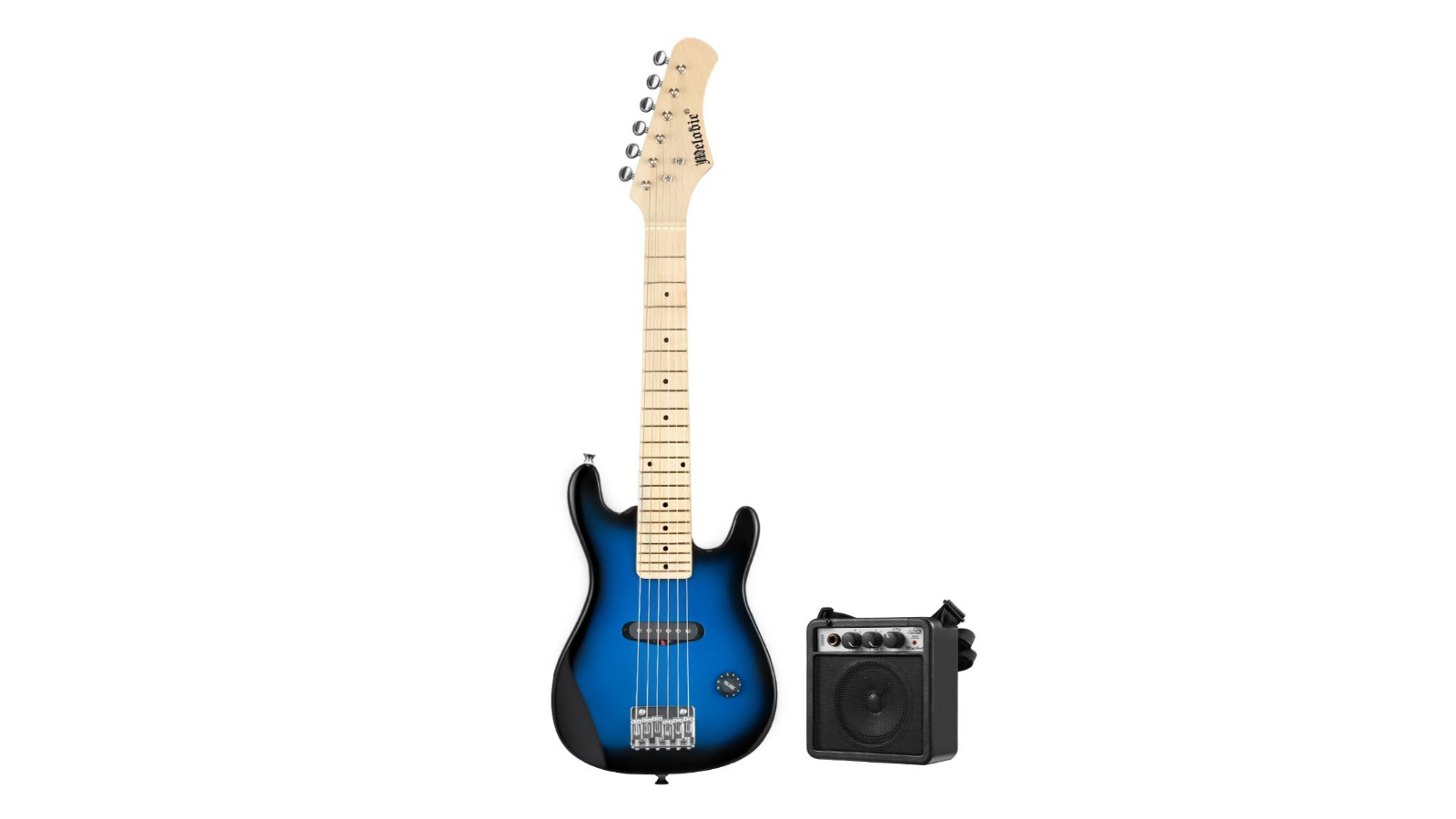 Melodic 30inch Children Kids Electric Musical Instrument Guitar with 5W Amp Pick Gig Bag - Blue