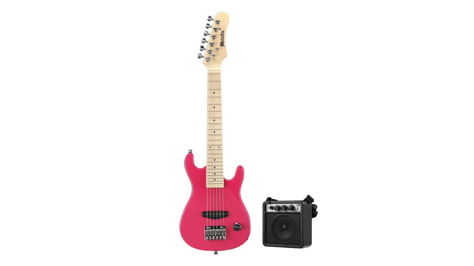 Melodic 30inch Kids Electric Guitar with 5W Amp Picks Gig Bag - Pink
