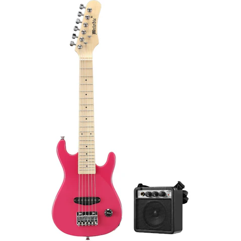 Melodic 30inch Kids Electric Guitar with 5W Amp Picks Gig Bag - Pink