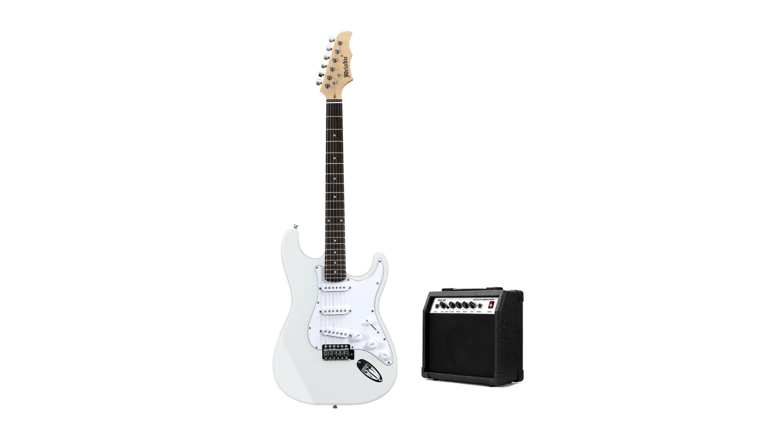 Melodic Stratocaster SSS Electric Guitar with 15W Amplifier Dakota - White